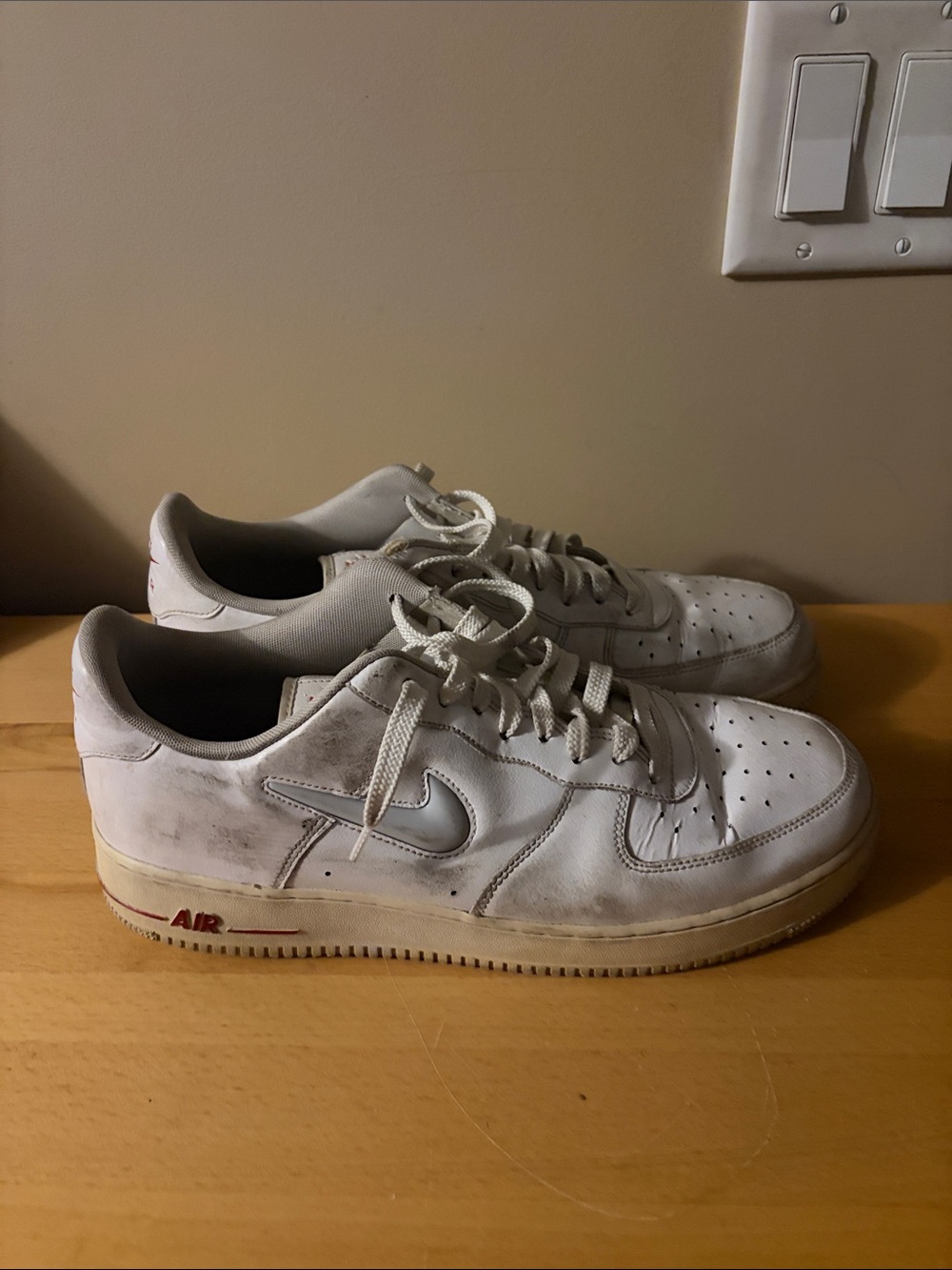 Nike Air Force 1 Low Jewel White Grey Red Trainers CT3438-100 - Men’s Size 12